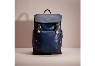 Coach Restored League Flap Backpack In Colorblock In Black Copper/deep Blue Multi