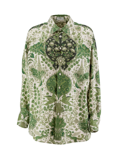 Etro All-over Printed Shirt In White,green