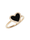 Effy Women's 14k Yellow Gold, Onyx & Diamond Heart Ring In Onyx