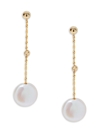 Effy Women's 14k Yellow Gold & 11mm Round Freshwater Pearl Drop Earrings In Yellow Gold
