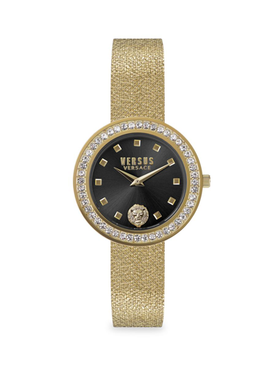 Versus Women's 38mm Carnaby Street Crystal Goldplated Stainless Steel & Crystal Bracelet Watch In Black