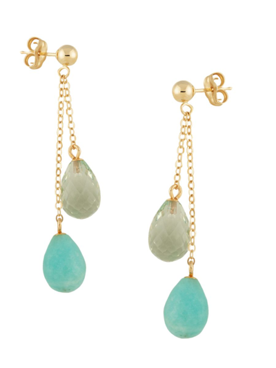 Saks Fifth Avenue Women's 14k Yellow Gold, Green Amythest & Praseolite Drop Earrings