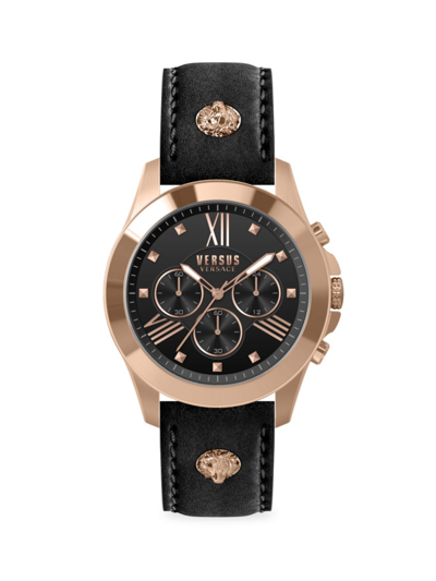 Versus Men's Chrono Lion 44mm Rose Goldtone Stainless Steel Chronograph Watch In Black
