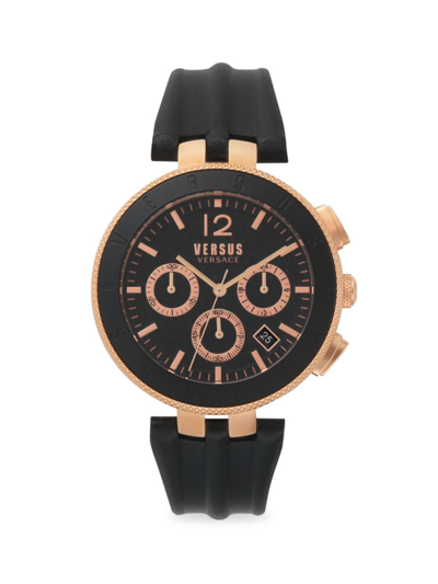 Versus Versace Logo Gent Chrono Strap Watch Man Wrist Watch Rose Gold Size - Stainless Steel