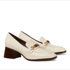 Tory Burch Perrine Square Apron Toe Heeled Loafers In New Ivory