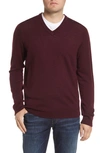 Nordstrom Washable Merino V-neck Sweater In Burgundy Stem