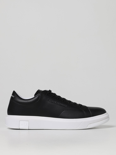 Armani Exchange Sneakers With Leather Logo In Black