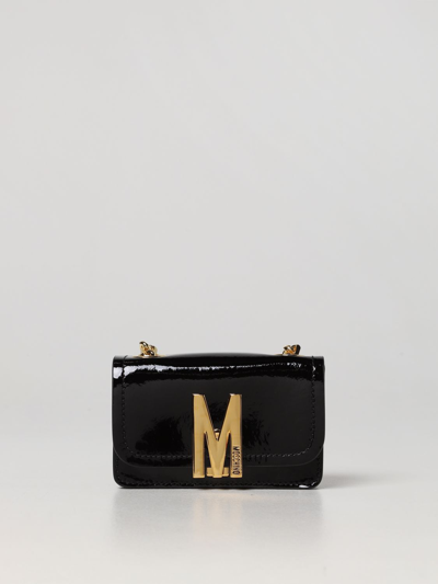 Moschino Couture Mini M Patent Leather Bag In Black 1