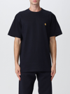 Carhartt Short Sleeve Chase T Shirt Dark Navy Gold In Blue