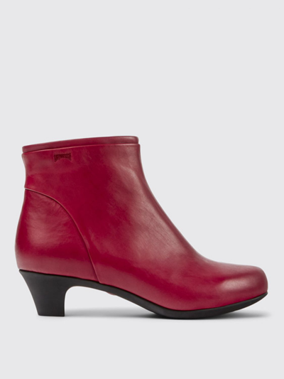 Camper Flat Ankle Boots  Women In Red