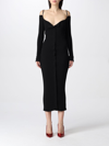 Philosophy Di Lorenzo Serafini Square Neckline Ribbed Texture Midi Dress In Black