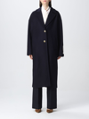 Golden Goose Heraldic Buttons Single-breasted Cocoon Coat In Blue