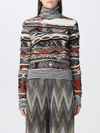 Missoni Brown Roll Neck Jacquard Sweater In Multicolor