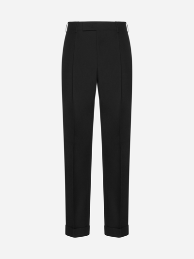 Pt Torino Quindici Wool And Mohair Trousers In Black