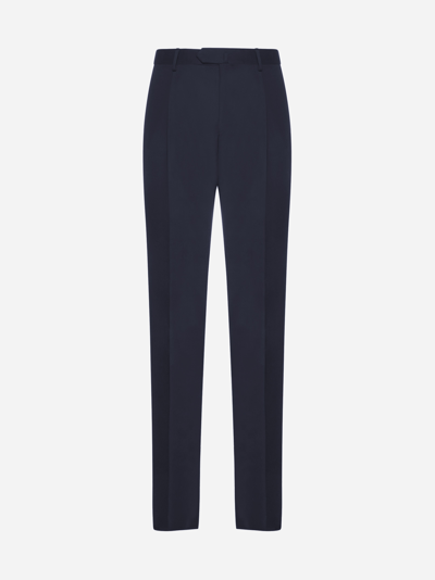 Caruso Straight-leg Wool-flannel Suit Trousers In Blue