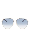Victoria Beckham 61mm Aviator Sunglasses In Goldlue