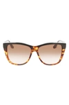 Victoria Beckham 57mm Gradient Lens Cat Eye Sunglasses In Black-tortoise