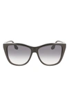 Victoria Beckham 57mm Gradient Lens Cat Eye Sunglasses In Black