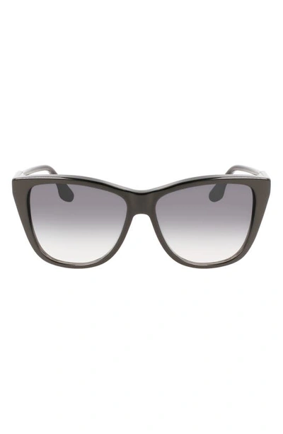Victoria Beckham 57mm Gradient Lens Cat Eye Sunglasses In Black