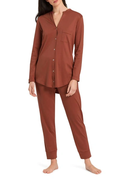 Hanro Pure Essence Pajama Set In 2400 - Marsala