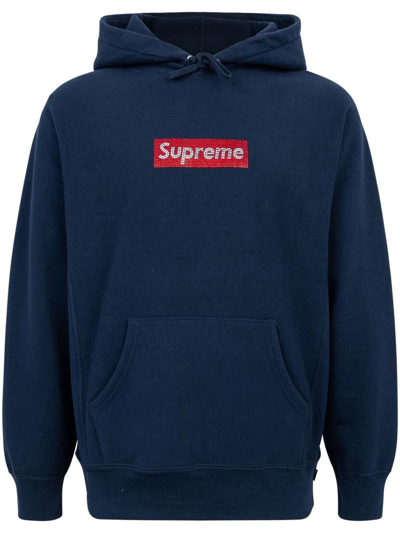 Supreme Swarovski Box Logo Hoodie In Blue