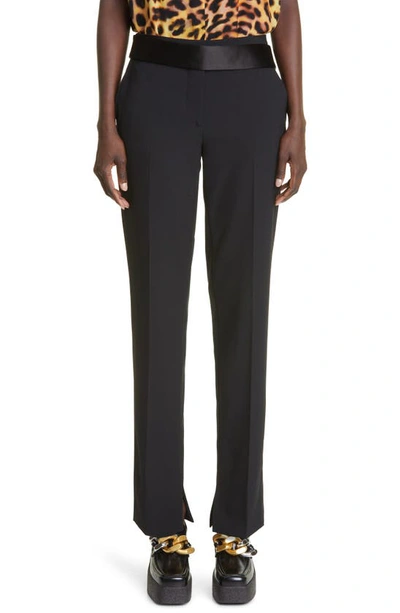 Stella Mccartney Belted Split Hem Straight Leg Trousers In 1000