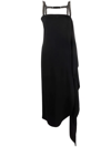Courrèges Draped Panel Midi Dress In Black