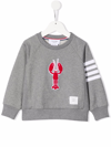 Thom Browne 4-bar Lobster-patch Cotton Sweatshirt In Grey