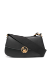 Stella Mccartney S-wave Logo Plaque Fold-over Shoulder Bag In Black