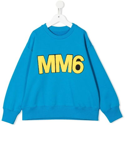 Mm6 Maison Margiela Logo-print Cotton Sweatshirt In Blue