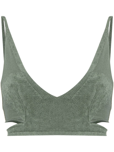 Dion Lee Chenille Intarsia Bralette Top In Green