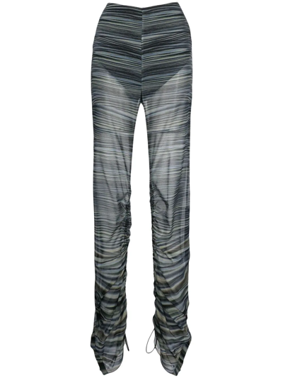 Dion Lee Blue Drape Print Gather Pants In Green