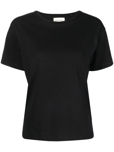 Loulou Studio Drop-shoulder Cotton T-shirt In Black