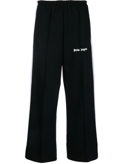 Palm Angels Logo-print Tailored Cropped Trousers In Black/white
