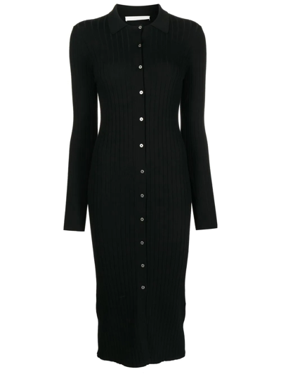 Dion Lee Recycled Ribbed-knit Midi Dress In Black