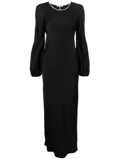 There Was One Contrasting-trim Fitted Evening Dress In Black