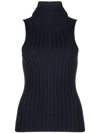 THERE WAS ONE ROLL-NECK SLEEVELESS RIBBED-KNIT TOP