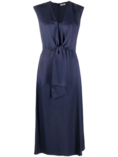 There Was One Knot-detail Sleeveless Midi Dress In Blue