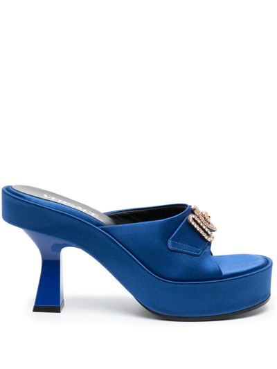 Versace Medusa Biggie 100mm Platform Mules In Blue