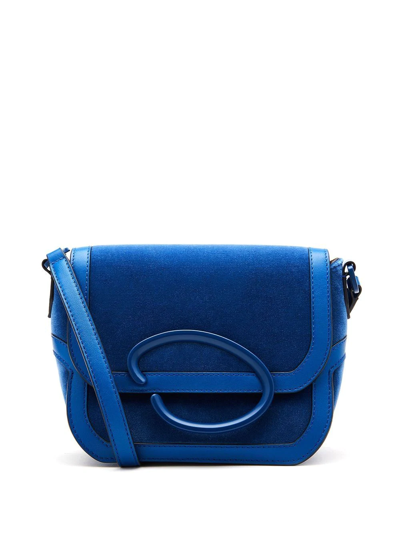 Oscar De La Renta Oath Flap Velvet Crossbody Bag In French Blue