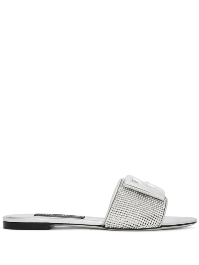 Dolce & Gabbana Crystal-embellished Flat Slides In Multicolor