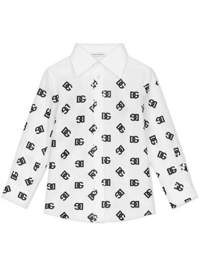 Dolce & Gabbana Dg Logo-print Cotton Shirt In Weiss