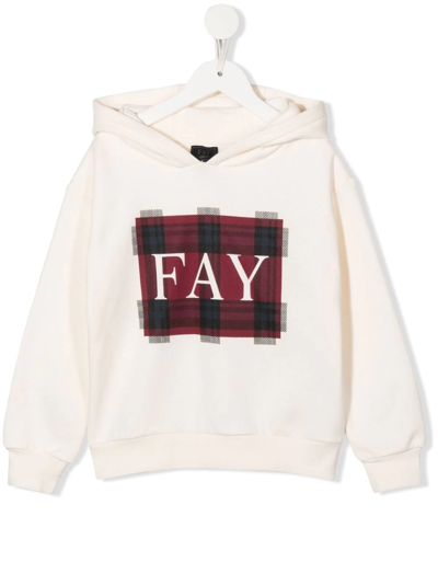 Fay Logo Tartan Print Hoodie In Nude