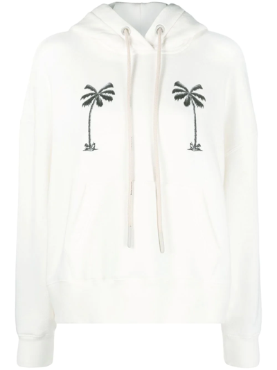 Palm Angels Graphic-print Cotton Hoodie In White