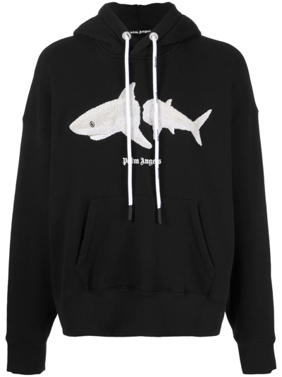 Palm Angels Graphic-print Cotton Hoodie In 1001 Black White