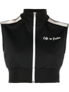 Palm Angels Logo-print Cropped Gilet In Black