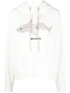 Palm Angels White Shark Cotton Hoodie In White