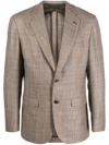 Brioni Check Single-breasted Blazer In Nude