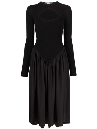 Stella Mccartney Panelled Long-sleeved Midi Dress In Schwarz