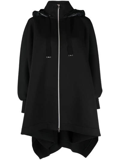 Herno Asymmetric Hooded Coat In Black